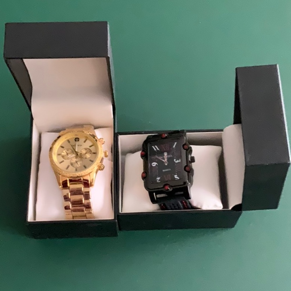 Octavia Men’s Gold Watch & Octavius Men’s Black And Red Watch